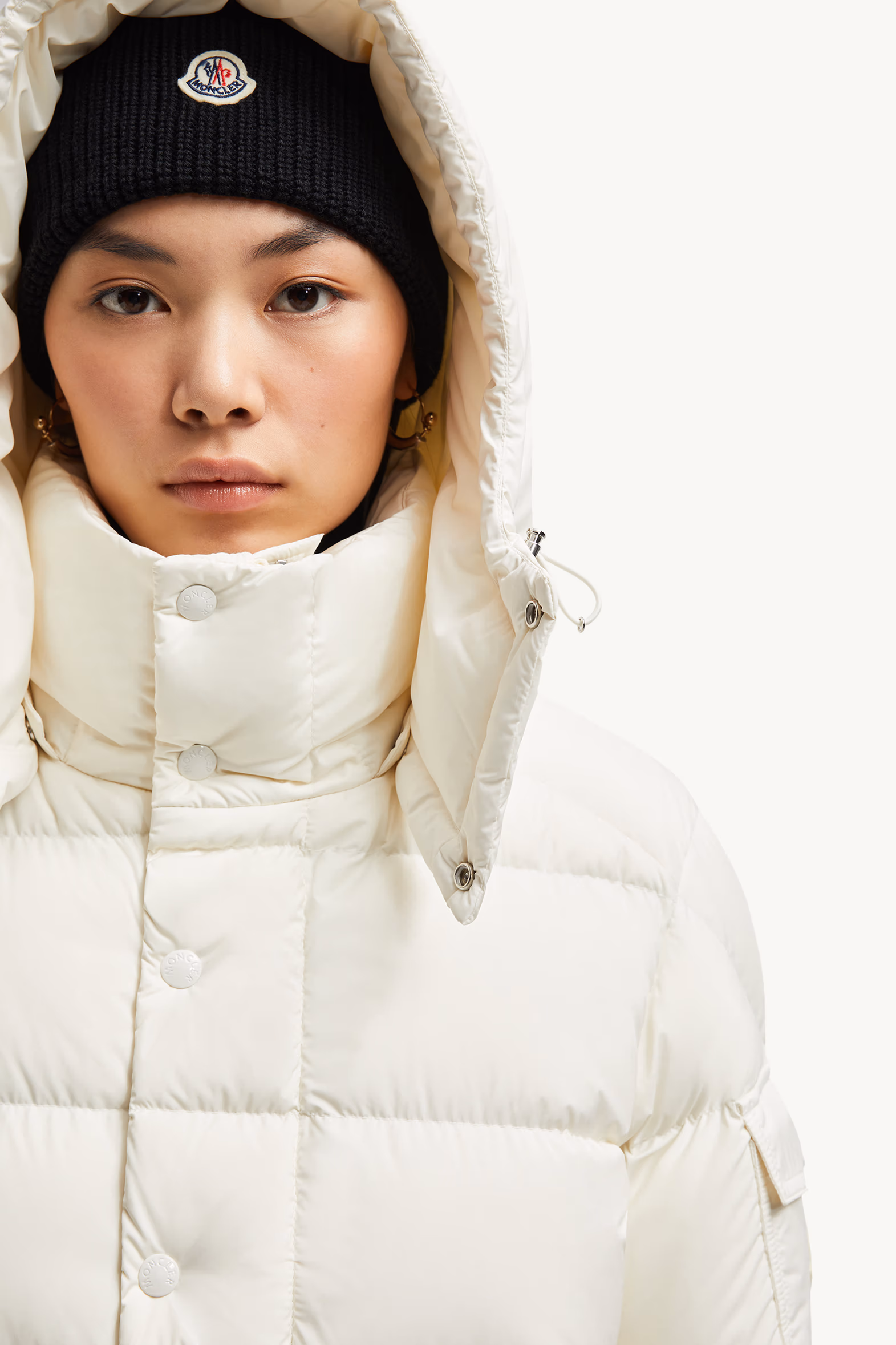Moncler Maya 70 Hooded Short Down Jacket Women White Moncler 7